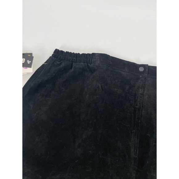 VTG Suede Leather Black Skirt Goth Grunge Western Boho Indie Sleaze Minimalist - Picture 10 of 12